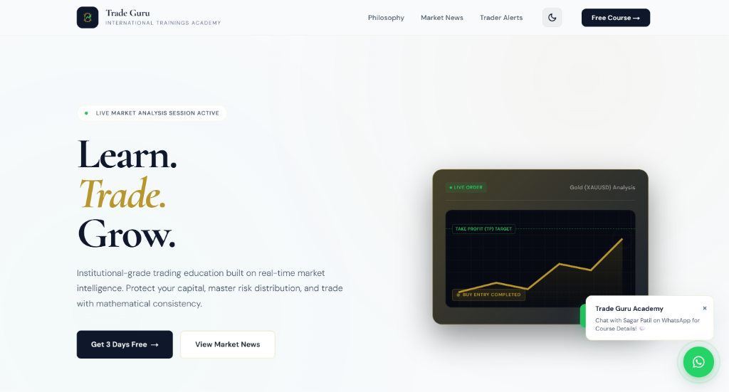 Trade Guru Academy Live Interface